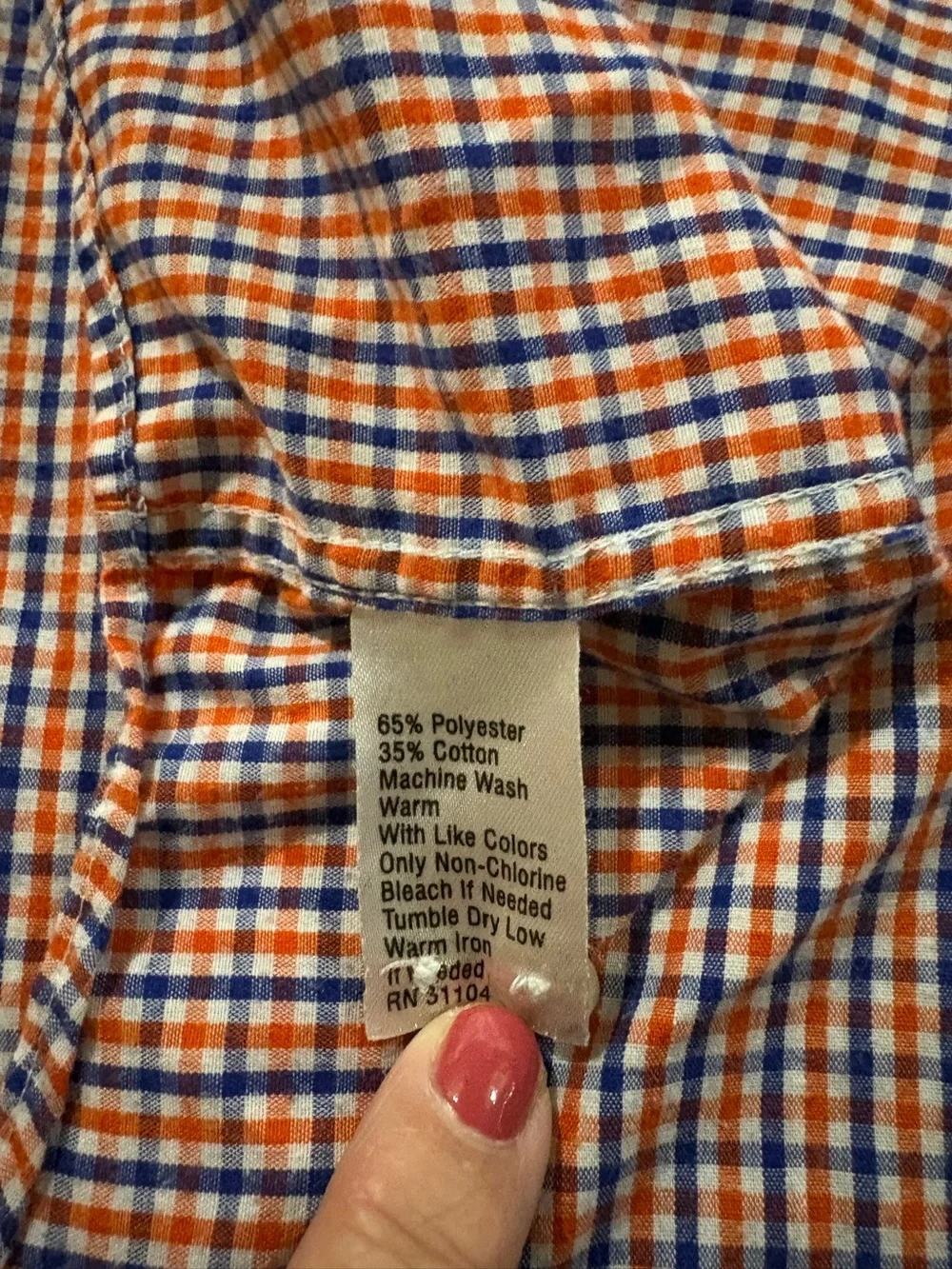 Saddlebred Orange and Blue Micro-Check Button-Down Shirt 3XL Tall
